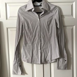 Hawes & Curtis button down shirt with blue/gray pinstripes